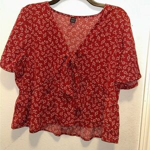 Red Floral Women's Top